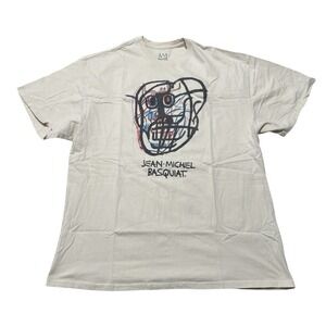 Jean-Michel Basquiat Shirt Men's XL Beige Skull Graphic Tee Art 24 x 31